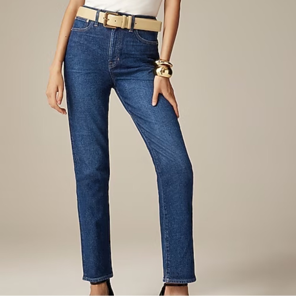 J crew demi dark wash High-rise straight jean in 1996 semi-stretch